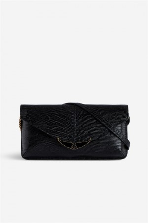 Zadig & Voltaire Borderline Embrossed Clutch Czarne | ZV-256197