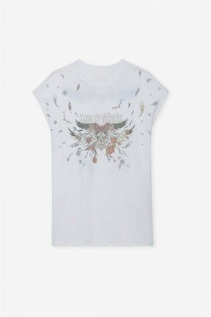 Zadig & Voltaire Cecilia Concert Wings Tee Białe | ZV-256279