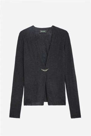 Zadig & Voltaire Daffy Wings Cashmere Cardigan Granatowe | ZV-256438