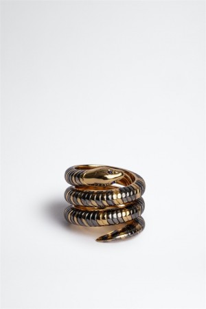 Zadig & Voltaire Double Snake Ring Złote | ZV-255883