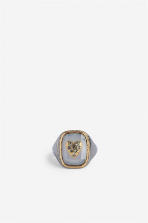 Zadig & Voltaire Heart Signet Ring Beżowe | ZV-255896