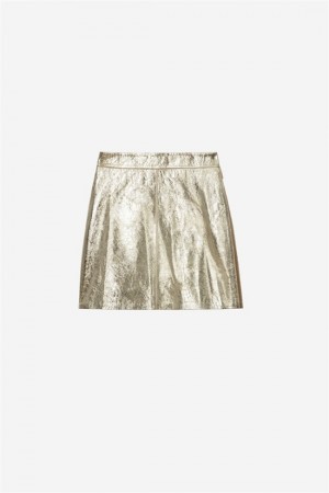 Zadig & Voltaire Jinette Skórzane Skirt Żółte | ZV-256365