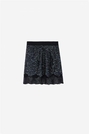 Zadig & Voltaire Justicias Sequins Skirt Czarne | ZV-256402