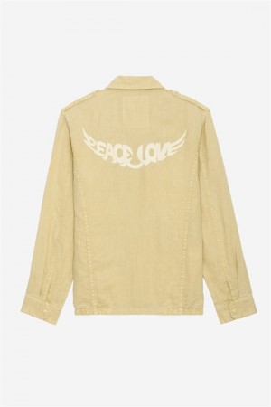 Zadig & Voltaire Kid Linen Love Jacket Żółte | ZV-256411