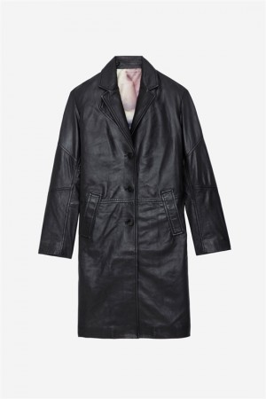 Zadig & Voltaire Macari Skórzane Coat Czarne | ZV-255755