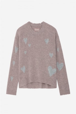 Zadig & Voltaire Markus Heart Cashmere Swetry Różowe | ZV-256451