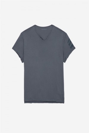 Zadig & Voltaire Monasti Arrow Henley T-shirt Szare | ZV-255688