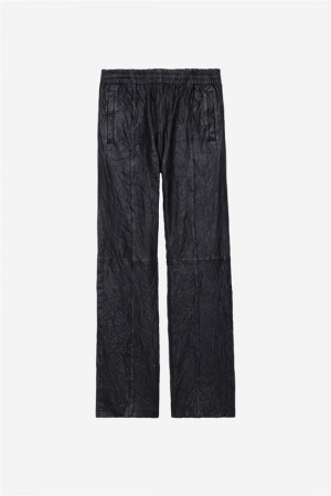 Zadig & Voltaire Pacha Skórzane Pants Czarne | ZV-255729