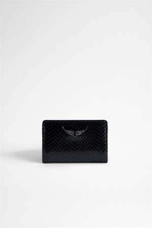 Zadig & Voltaire Pass Glossy Wallet Czarne | ZV-255951