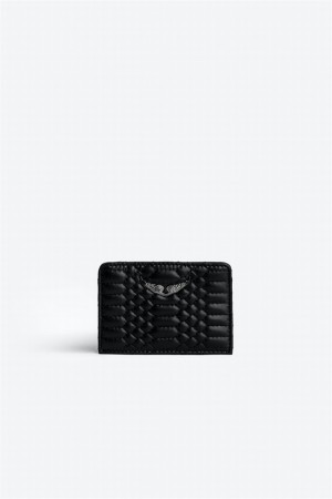 Zadig & Voltaire Pass Mat Card Holder Czarne | ZV-255949