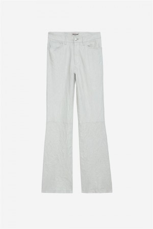 Zadig & Voltaire Pistol Crinkled Skórzane Pants Białe | ZV-256220