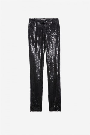 Zadig & Voltaire Prune Sequins Pants Czarne | ZV-256241