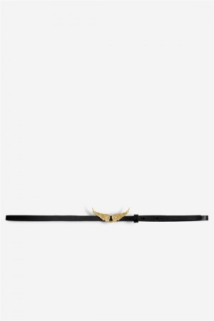 Zadig & Voltaire Rock Belt Czarne Złote | ZV-255842