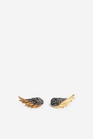 Zadig & Voltaire Rock Feather Earrings Złote | ZV-255878