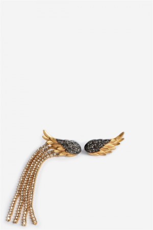 Zadig & Voltaire Rock Feather Earrings Złote | ZV-255874