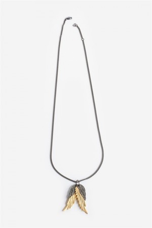 Zadig & Voltaire Rock Feather Pendant Necklace Złote | ZV-255875