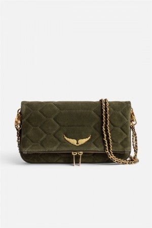 Zadig & Voltaire Rock Pikowana Zamszowe Bag Khaki | ZV-256131