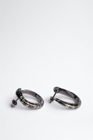 Zadig & Voltaire Snake Hoop Earrings Srebrne | ZV-255882