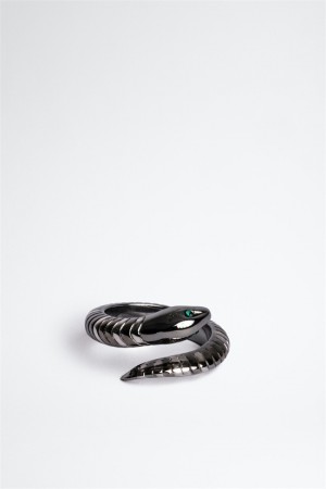 Zadig & Voltaire Snake Ring Srebrne | ZV-255886