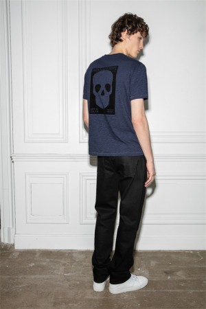 Zadig & Voltaire Stockholm Skull T-shirt Ciemny Niebieskie | ZV-255684