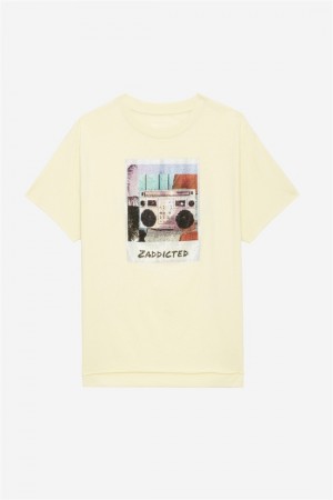 Zadig & Voltaire Tommer Photoprint T-shirt Żółte | ZV-256265