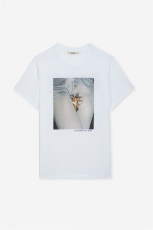 Zadig & Voltaire Tommy Photoprint T-shirt Białe | ZV-255713