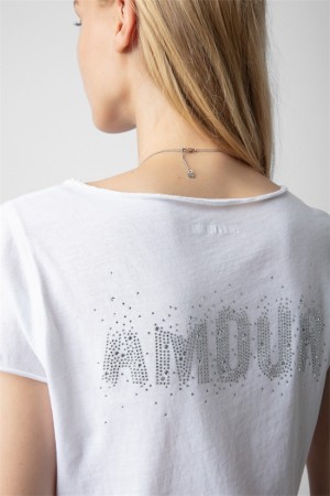 Zadig & Voltaire Tunisien Amour T-shirt Białe | ZV-256270