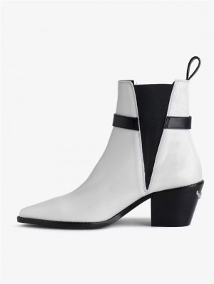 Zadig & Voltaire Tyler Ankle Boots Białe | ZV-255662