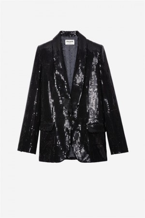 Zadig & Voltaire Vive Sequins Blazer Czarne | ZV-256360