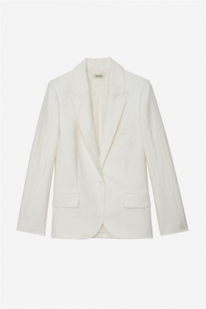 Zadig & Voltaire Vow Linen Blazer Białe | ZV-256355