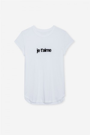 Zadig & Voltaire Woop Je T'aime T-shirt Białe | ZV-256275