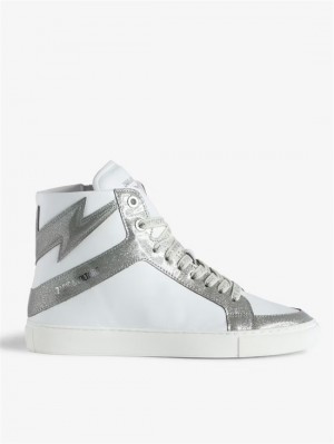 Zadig & Voltaire ZV1747 High Flash High-Top Sneakers Srebrne | ZV-255665