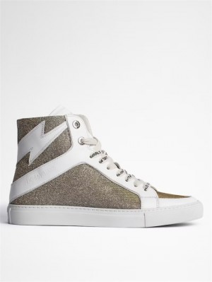 Zadig & Voltaire ZV1747 High Flash Sneakers Srebrne | ZV-255671