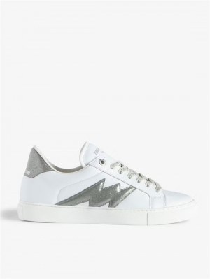 Zadig & Voltaire ZV1747 La Flash Low-Top Sneakers Srebrne | ZV-255666