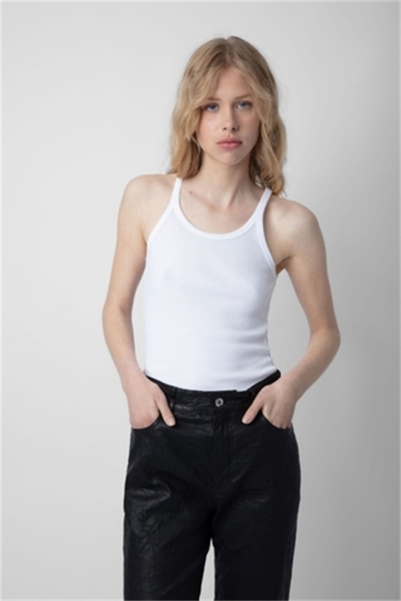 Zadig & Voltaire Alba Tank Top Białe | ZV-256298