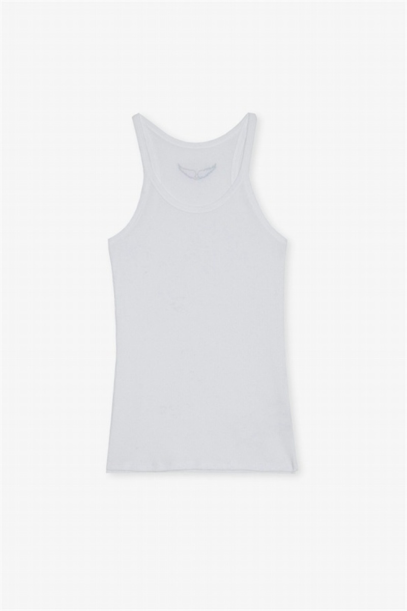 Zadig & Voltaire Alba Tank Top Białe | ZV-256298