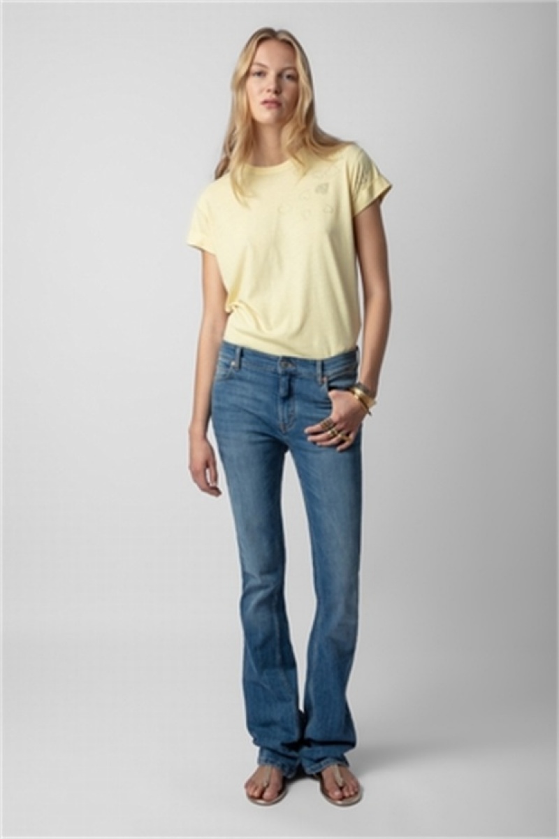 Zadig & Voltaire Anya Diamante T-shirt Żółte | ZV-256267