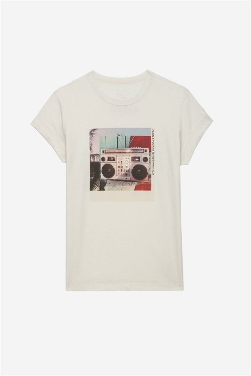 Zadig & Voltaire Anya Photoprint T-shirt Białe | ZV-256262