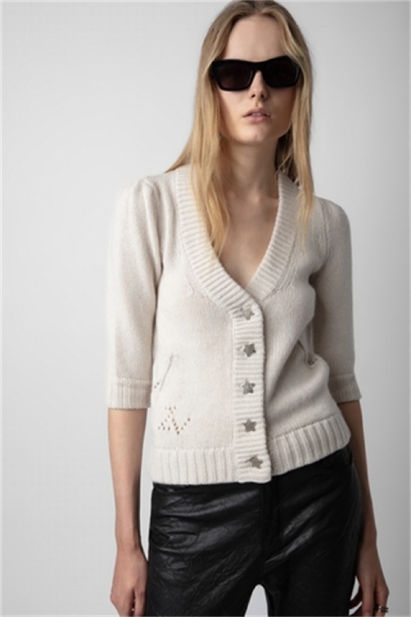 Zadig & Voltaire Betsy Cardigan Białe | ZV-256458