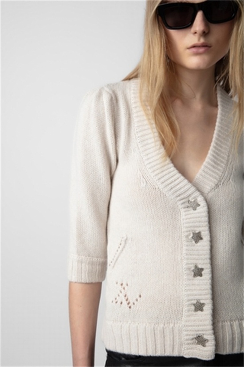 Zadig & Voltaire Betsy Cardigan Białe | ZV-256458