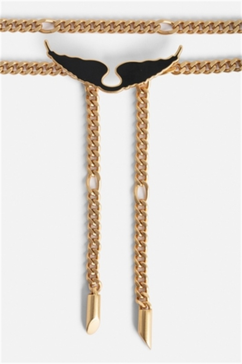 Zadig & Voltaire Borderline Chain Belt Czarne | ZV-255838