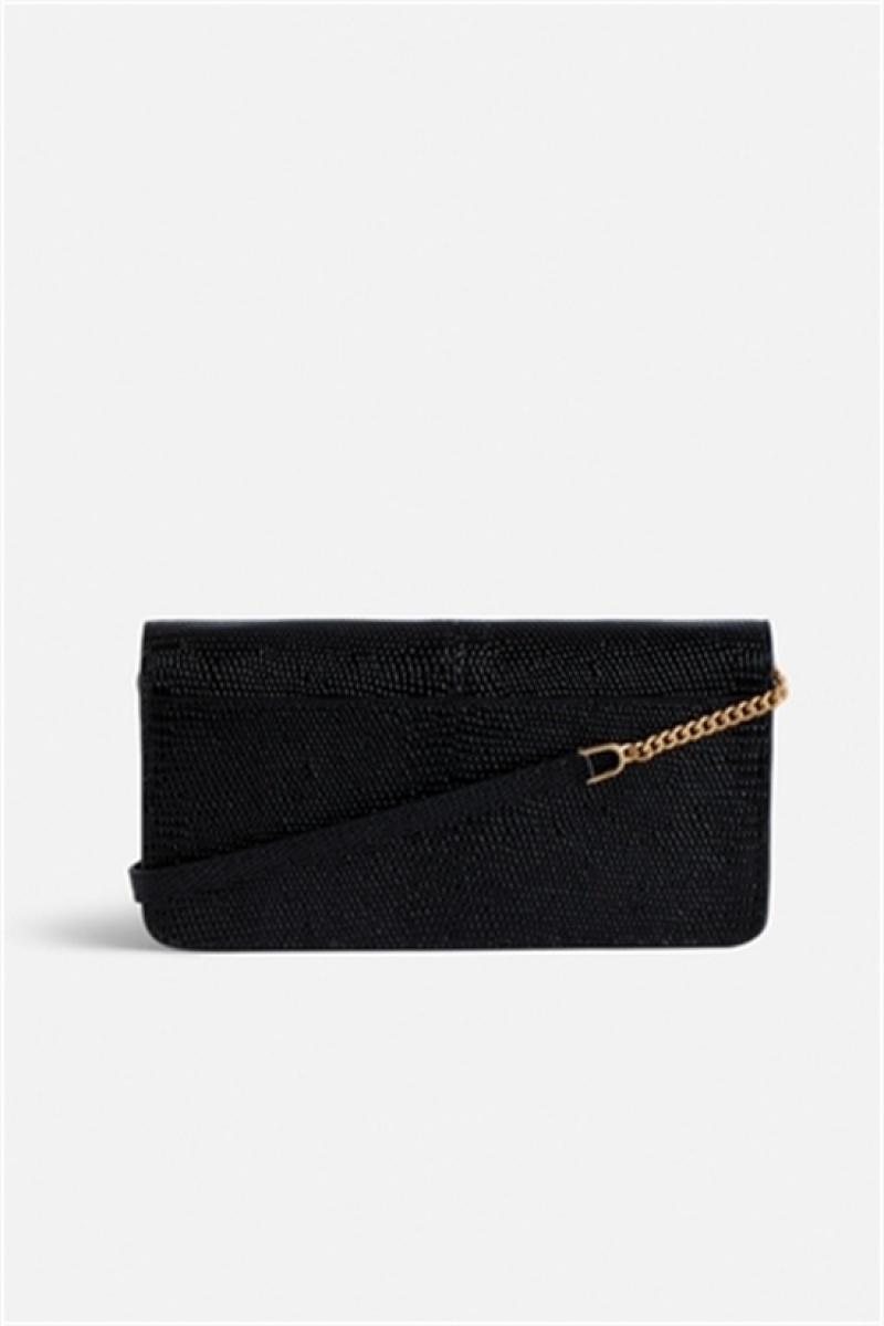 Zadig & Voltaire Borderline Embrossed Clutch Czarne | ZV-256197