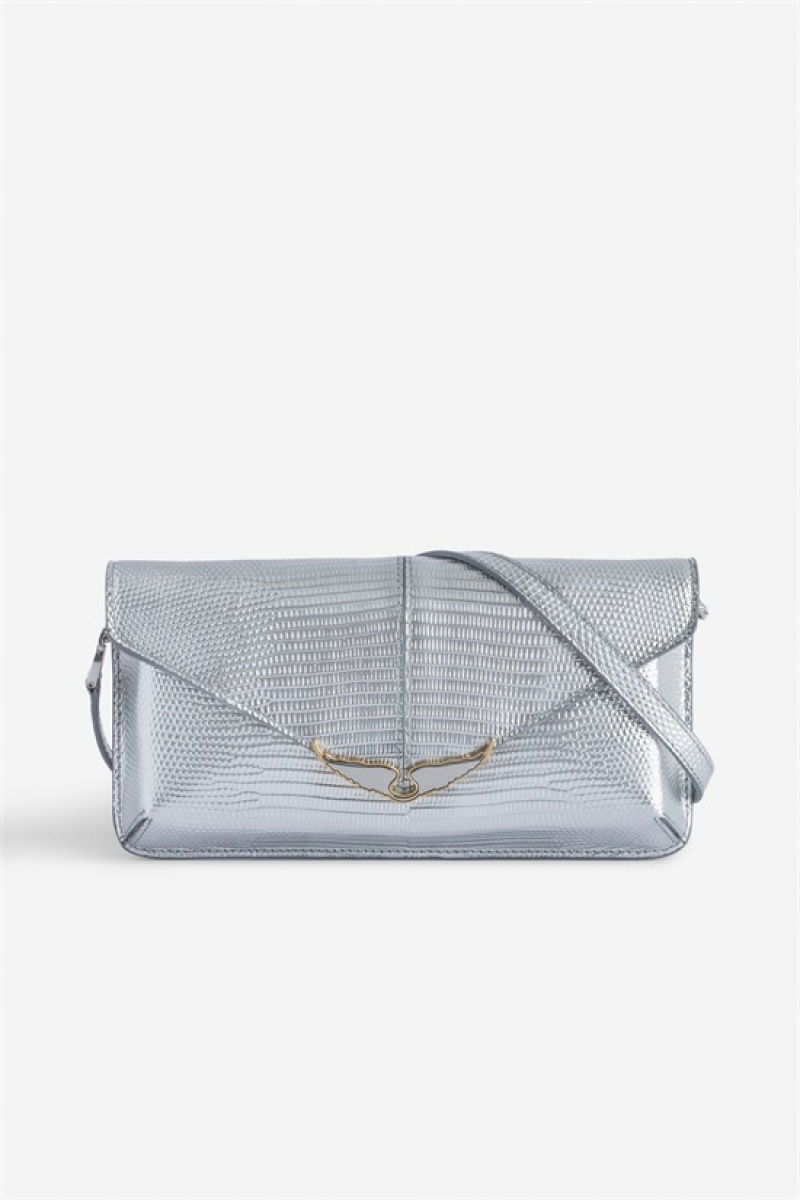 Zadig & Voltaire Borderline Metallic Clutch Srebrne | ZV-256034