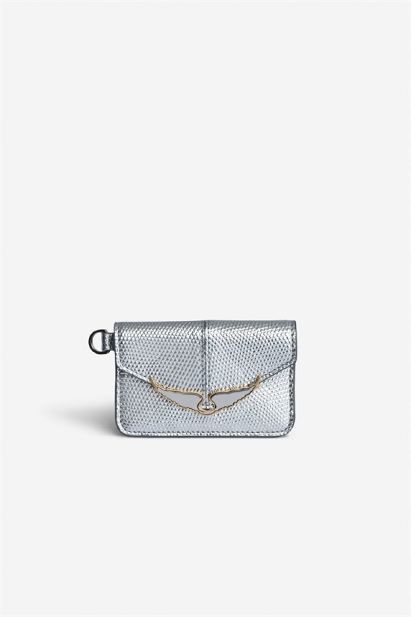 Zadig & Voltaire Borderline Pass Card Holder Srebrne | ZV-255929