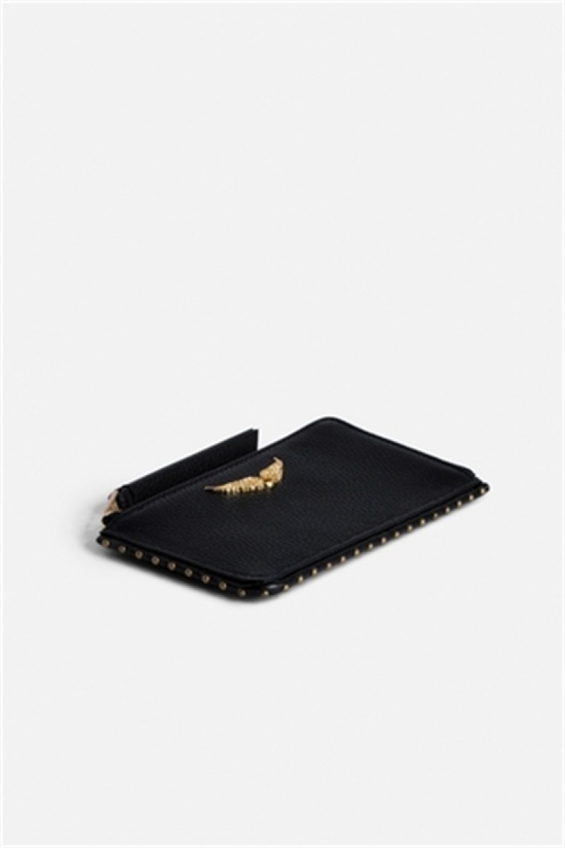 Zadig & Voltaire Card Holder Czarne Złote | ZV-255922