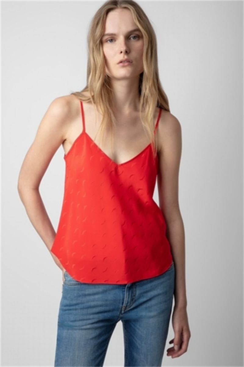 Zadig & Voltaire Casel Silk Top Czerwone | ZV-256340