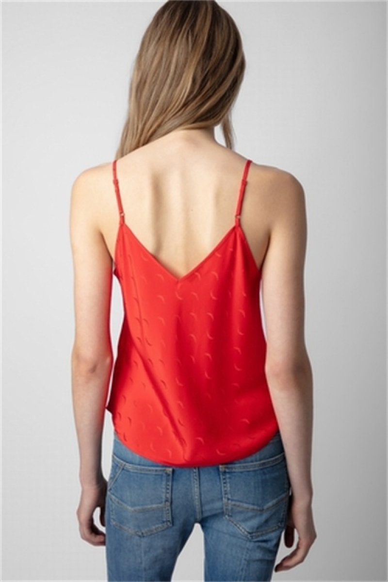 Zadig & Voltaire Casel Silk Top Czerwone | ZV-256340