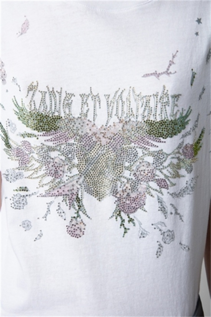 Zadig & Voltaire Cecilia Concert Wings Tee Białe | ZV-256279