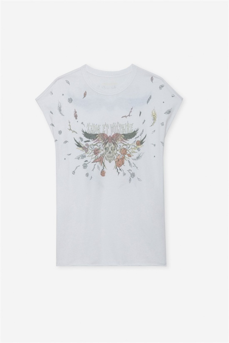 Zadig & Voltaire Cecilia Concert Wings Tee Białe | ZV-256279