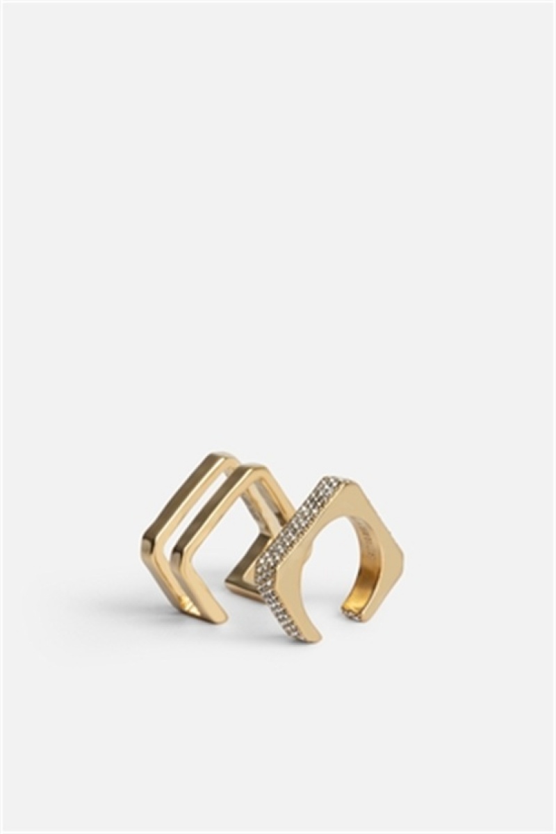 Zadig & Voltaire Cecilia Strass Rings Złote | ZV-255870